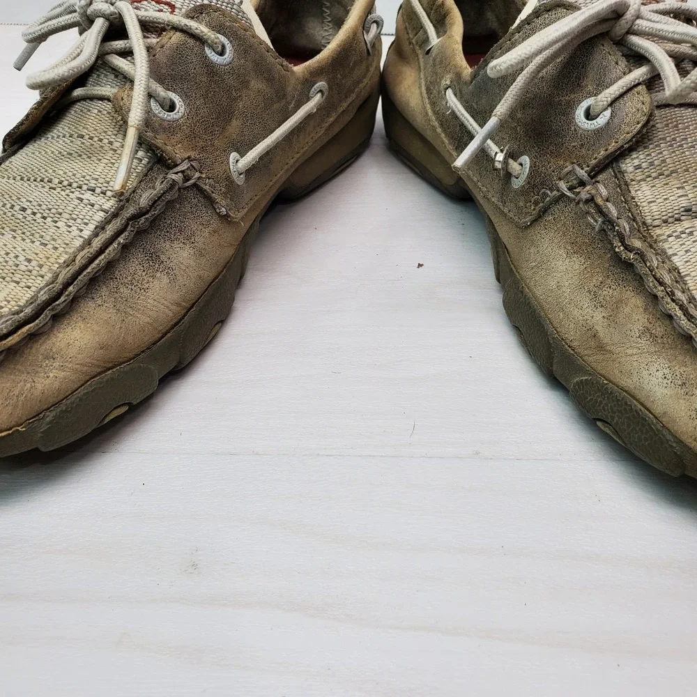 Ecco Leather & Fabric Boat Shoe 6M Youth Grey Comfort YDM0044‎ Fast Shipping
